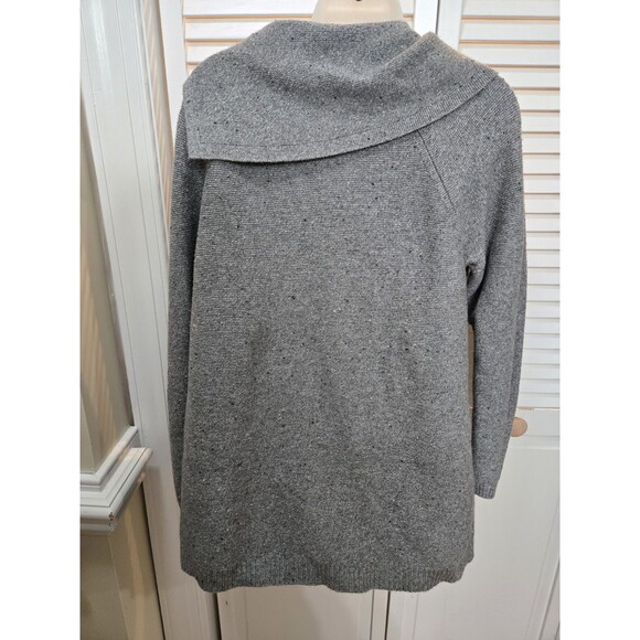 NWOT Talbots Grey Asymmetrical Split Zipper Collar Sweater Size Large - Picture 3 of 6